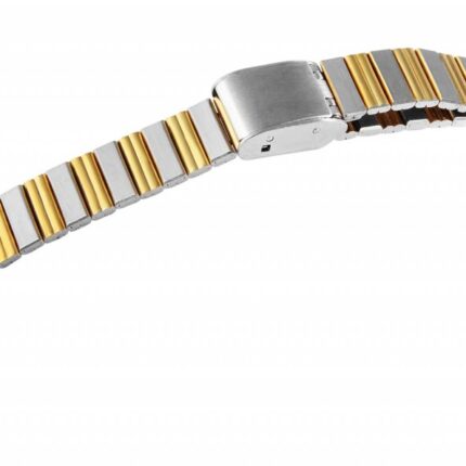 Edelstahl-Uhrenarmband, silber- und goldfarben, Hakenverschluss, 14 mm