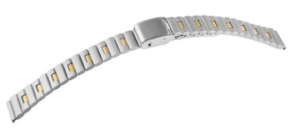 Edelstahl-Uhrenarmband, silber- und goldfarben, Hakenverschluss, 10 mm