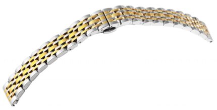 Edelstahl-Uhrenarmband, silber- und goldfarben, Butterfly-Faltschließe, 16 mm...