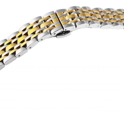 Edelstahl-Uhrenarmband, silber- und goldfarben, Butterfly-Faltschließe, 16 mm...
