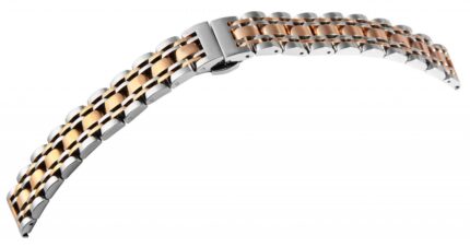 Edelstahl-Uhrenarmband, silber- und roségoldfarben, Butterfly-Faltschließe, 1...