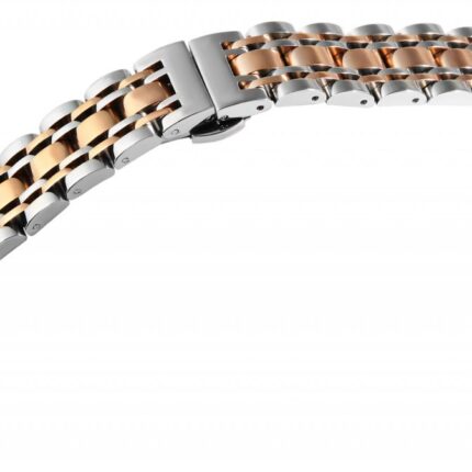 Edelstahl-Uhrenarmband, silber- und roségoldfarben, Butterfly-Faltschließe, 1...