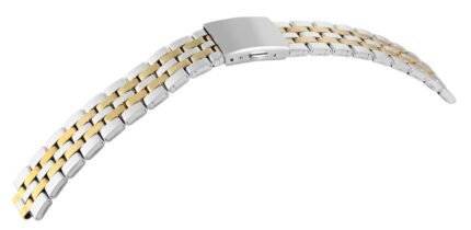 Edelstahl-Uhrenarmband mit Faltschließe, silber-/goldfarben, 12 - 24 mm