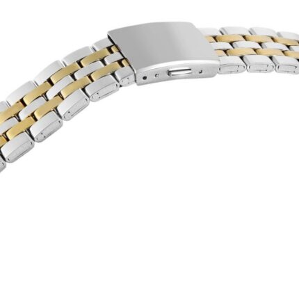 Edelstahl-Uhrenarmband mit Faltschließe, silber-/goldfarben, 12 - 24 mm