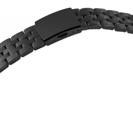 Edelstahl-Uhrenarmband mit Faltschließe, schwarz, 12 - 24 mm