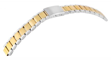 Edelstahl-Uhrenarmband mit Faltschließe, silber-/goldfarben, 18 - 24 mm