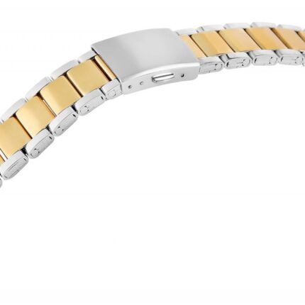 Edelstahl-Uhrenarmband mit Faltschließe, silber-/goldfarben, 18 - 24 mm