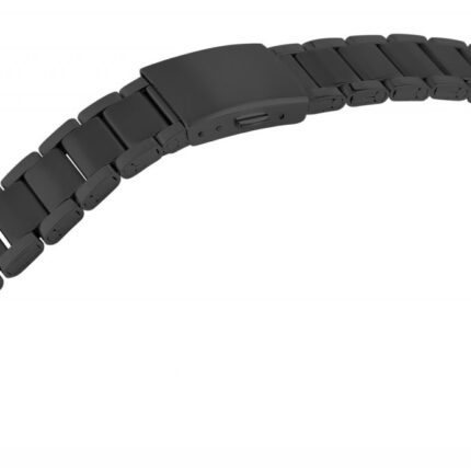 Edelstahl-Uhrenarmband mit Faltschließe, schwarz, 18 - 24 mm