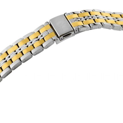 Edelstahl-Uhrenarmband mit Faltschließe, silber-/goldfarben, 18 - 24 mm