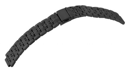 Edelstahl-Uhrenarmband mit Faltschließe, schwarz, 18 - 24 mm