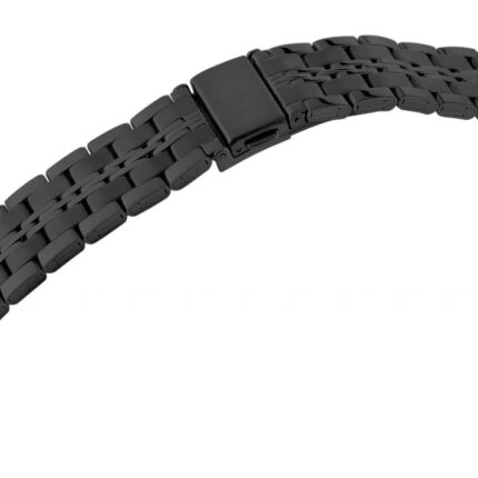 Edelstahl-Uhrenarmband mit Faltschließe, schwarz, 18 - 24 mm