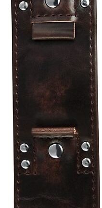 Lederimitation-Uhrenarmband, dunkelbraun, Nieten, 22 mm