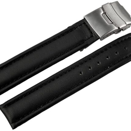 Echtlederband schwarz, 18 mm, schwarze Naht