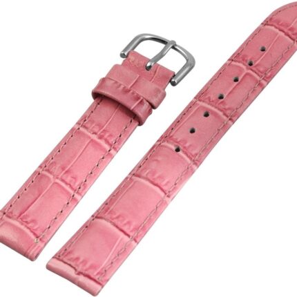Lederband, 16 mm, pink, Dornschließe, pinke Naht