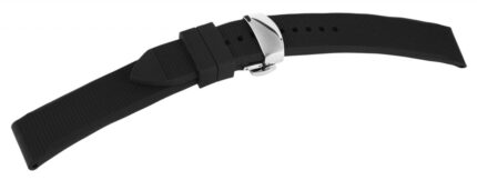 Silikon-Uhrenarmband, schwarz, Butterfly-Faltschließe, 18 mm - 22 mm