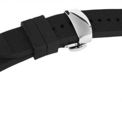 Silikon-Uhrenarmband, schwarz, Butterfly-Faltschließe, 18 mm - 22 mm