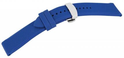Silikon-Uhrenarmband, blau, Butterfly-Faltschließe, 18 mm - 22 mm