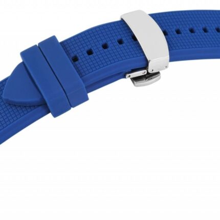 Silikon-Uhrenarmband, blau, Butterfly-Faltschließe, 18 mm - 22 mm