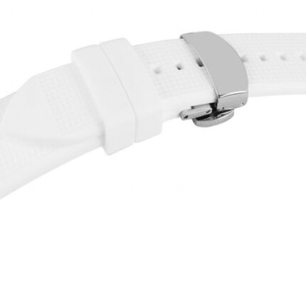 Silikon-Uhrenarmband, weiß, Butterfly-Faltschließe, 18 mm - 22 mm