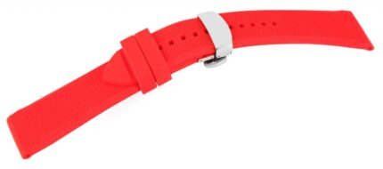 Silikon-Uhrenarmband, rot, Butterfly-Faltschließe, 18 mm - 22 mm