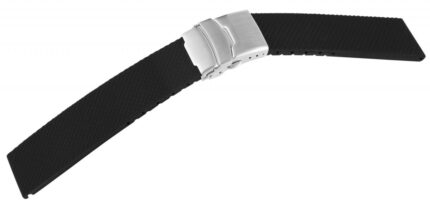Silikon-Uhrenarmband, schwarz, Faltschließe, 20 mm - 24 mm