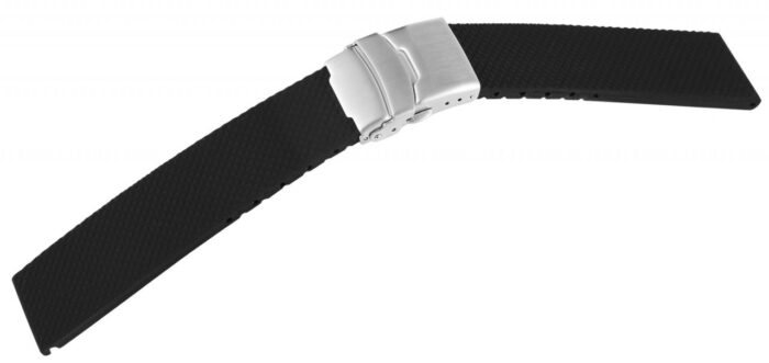 Silikon-Uhrenarmband, schwarz, Faltschließe, 20 mm - 24 mm - Image 1
