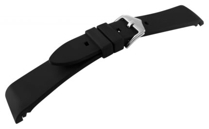 Silikon Uhrenarmband, Dornschließe, schwarz, 18 - 24 mm