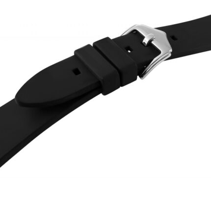 Silikon Uhrenarmband, Dornschließe, schwarz, 18 - 24 mm