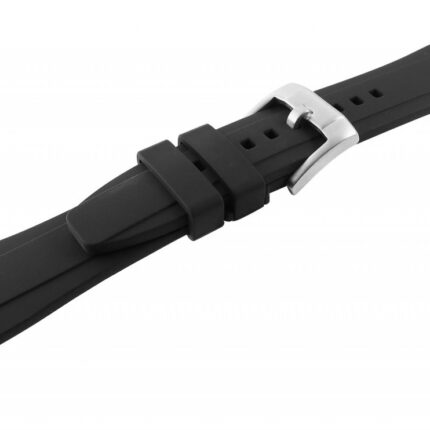 Silikon Uhrenarmband, Dornschließe, schwarz, 20 & 22 mm