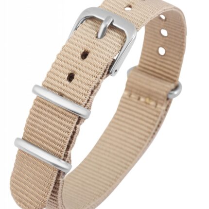 Nylon-Uhrenarmband, beige, Dornschließe, 14 mm - 22 mm