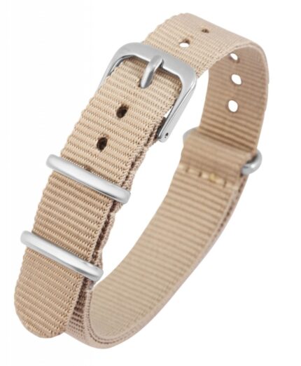 Nylon-Uhrenarmband, beige, Dornschließe, 14 mm - 22 mm