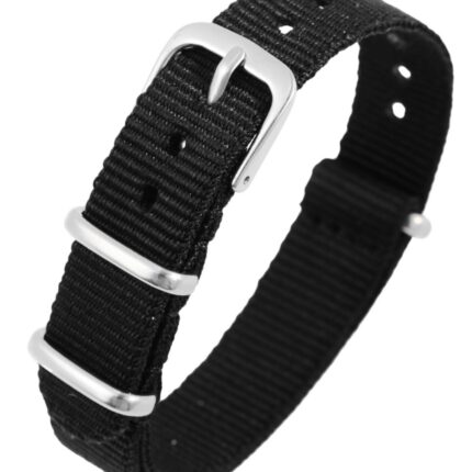 Nylon-Uhrenarmband, schwarz, Dornschließe, 14 mm - 22 mm