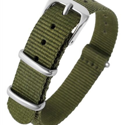 Nylon-Uhrenarmband, khaki, Dornschließe, 14 mm - 20 mm