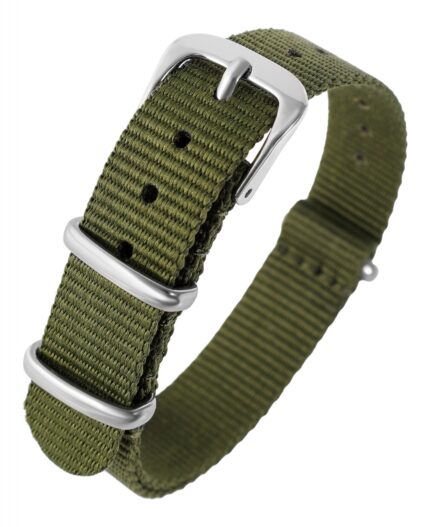 Nylon-Uhrenarmband, khaki, Dornschließe, 14 mm - 20 mm