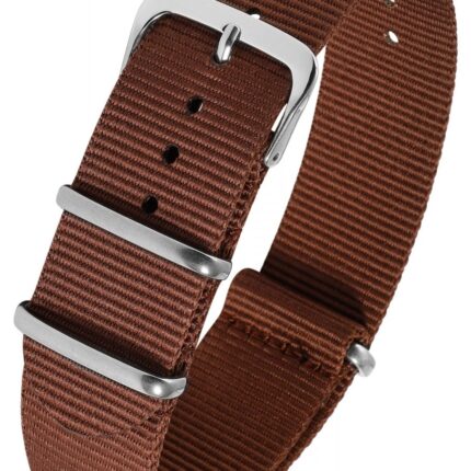 Nylon-Uhrenarmband, dunkelbraun, Dornschließe, 14 mm - 22 mm