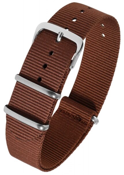 Nylon-Uhrenarmband, dunkelbraun, Dornschließe, 14 mm - 22 mm