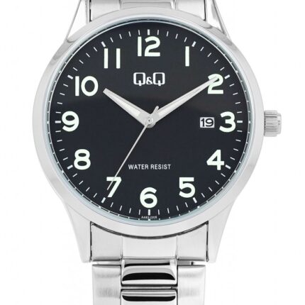 Q&Q Herrenuhr mit Gliederarmband, Edelstahl, Datumsanzeige, silberfarben/ZB s...