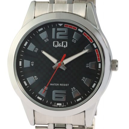 Q&Q Herrenuhr mit Edelstahlarmband, mattierte & polierte Elemente, silberfarb...