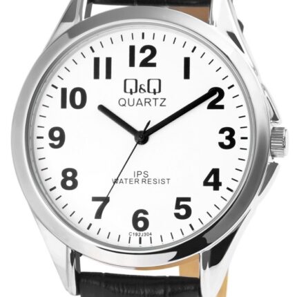 Q&Q Herrenuhr, Metall, Lederimitationsarmband, schwarz/silberfarben, 3 Bar, Ø...