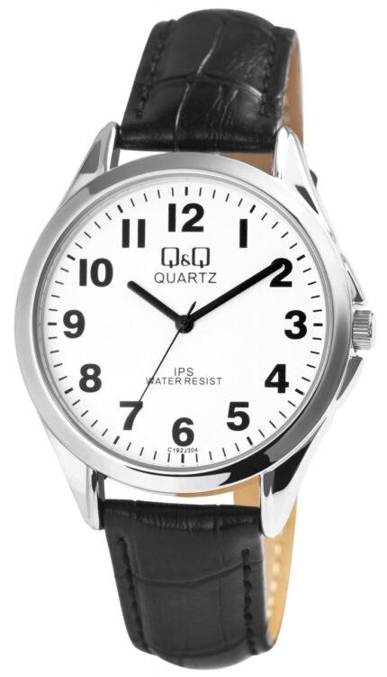 Q&Q Herrenuhr, Metall, Lederimitationsarmband, schwarz/silberfarben, 3 Bar, Ø...