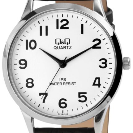 Q&Q Herrenuhr mit Lederimitationsarmband, 3 bar