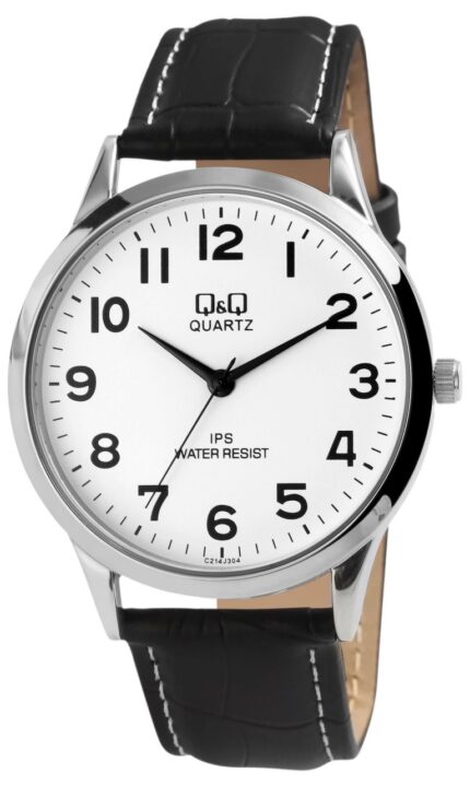 Q&Q Herrenuhr mit Lederimitationsarmband, 3 bar
