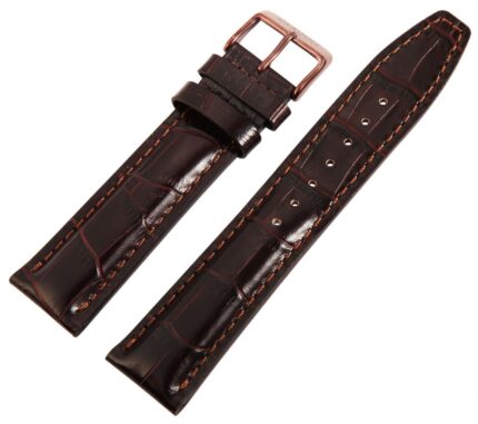 Carucci Echtleder-Uhrenarmband, dunkelbraun, 22 mm