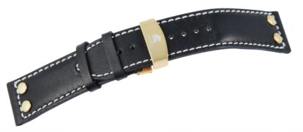 Carucci Echtleder-Uhrenarmband, schwarz, 24 mm
