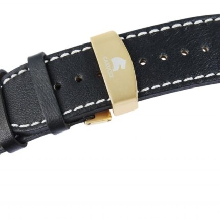 Carucci Echtleder-Uhrenarmband, schwarz, 24 mm