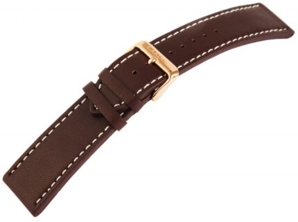 Carucci Echtleder-Uhrenarmband, dunkelbraun, 24 mm