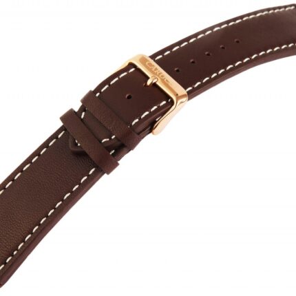 Carucci Echtleder-Uhrenarmband, dunkelbraun, 24 mm