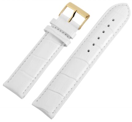 Carucci Echtleder-Uhrenarmband, weiß, 20 mm