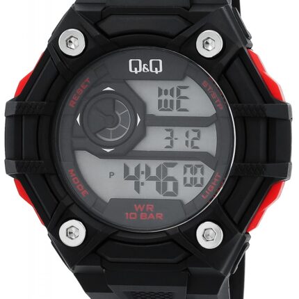 Q&Q Herrenuhr mit Silikonarmband, multifunktion, sportlich, schwarz/rot