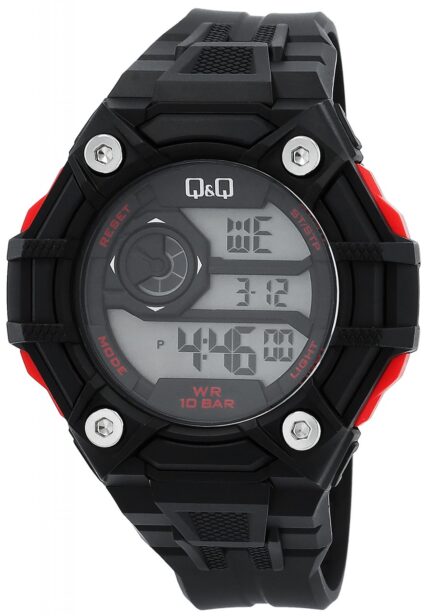 Q&Q Herrenuhr mit Silikonarmband, multifunktion, sportlich, schwarz/rot